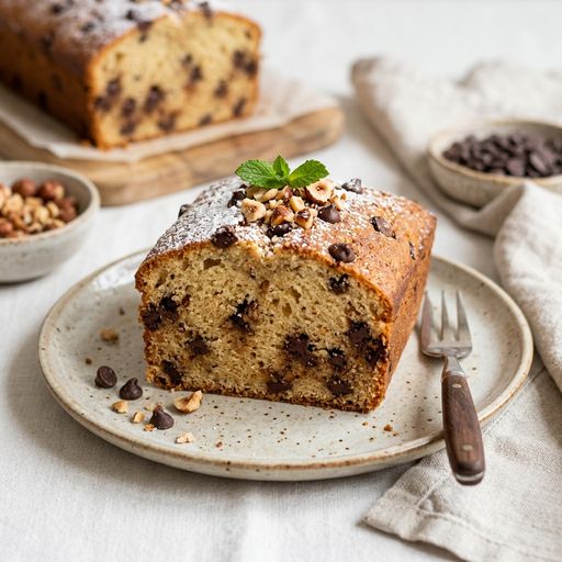 Reduced-sugar praline and chocolate chip yogurt cake