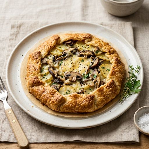 Potato, cheese and mushroom galette