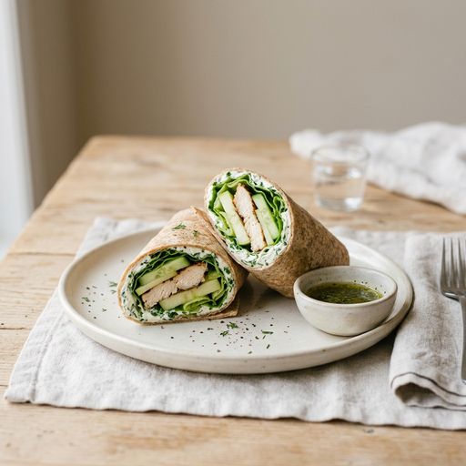 Chicken, Cucumber, Apple, and Cream Cheese Wrap