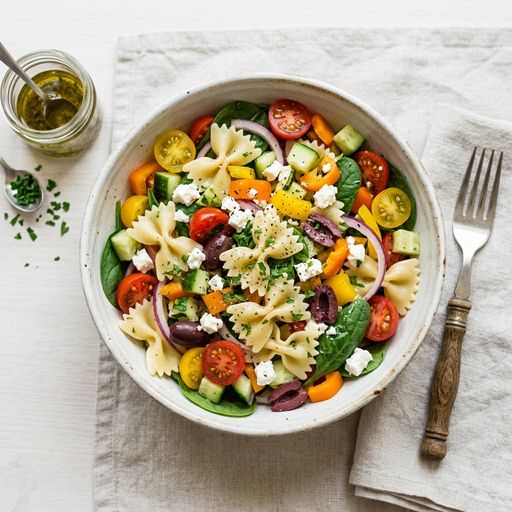 Salade de pâtes haute en couleur