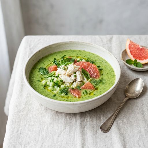 Green gazpacho, crab and grapefruit