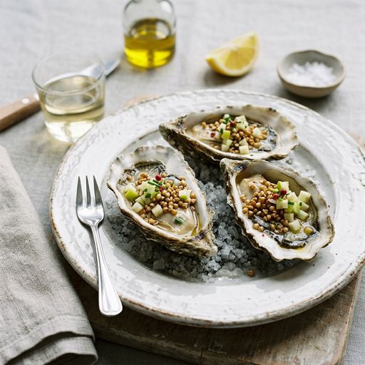 Oysters with kasha and apples by Laurent Mariotte