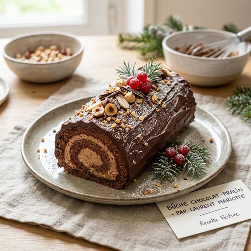 Bûche chocolat-pralin par Laurent Mariotte