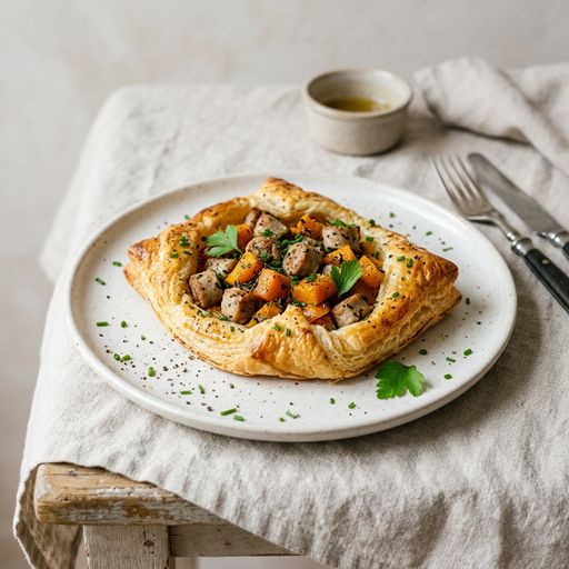 Feuilletée boudin blanc et courge par Laurent Mariotte