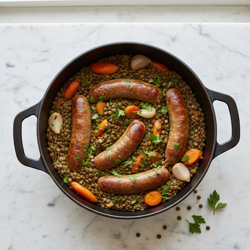 Sausages with Lentils