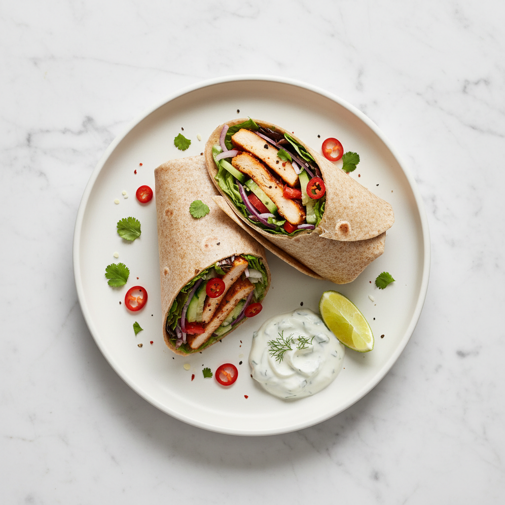 Wrap au poulet épicé et salade