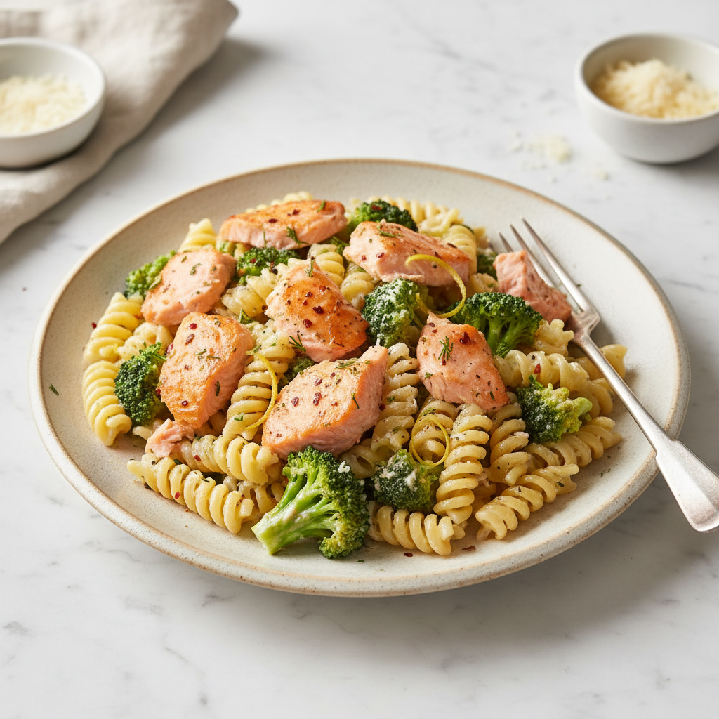 Pâtes au saumon et au brocoli
