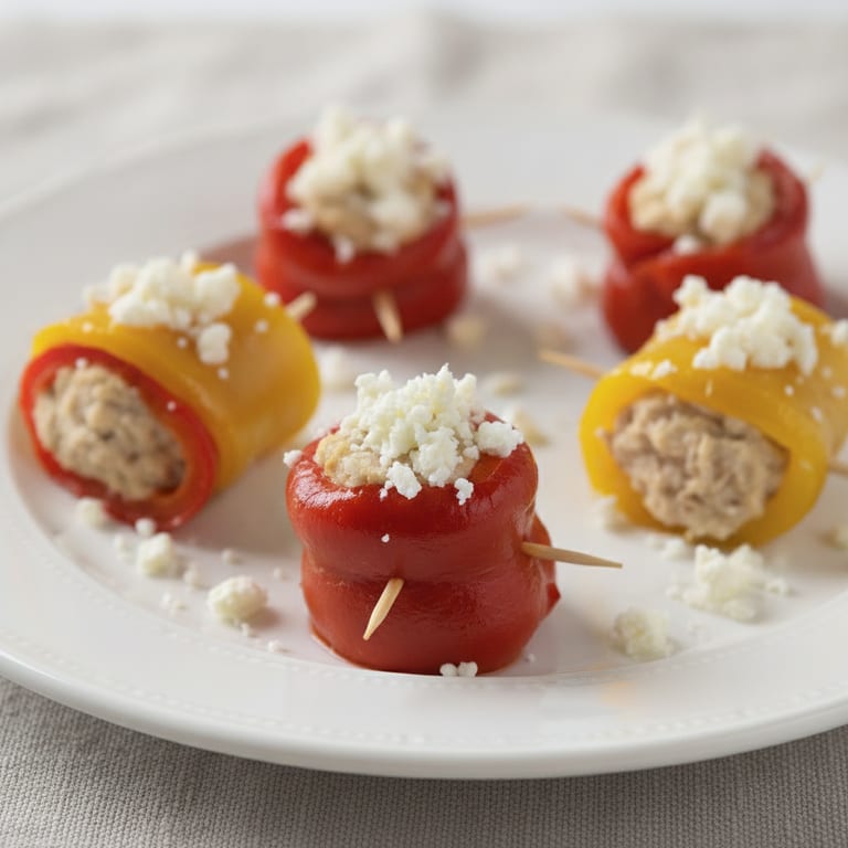 Roulade de poivron au thon et à la feta
