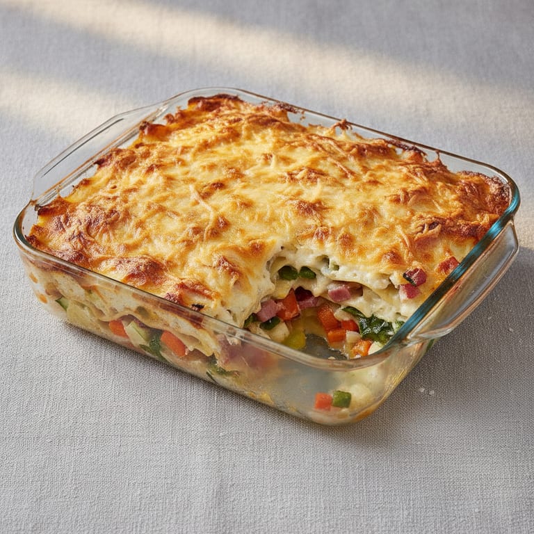 Lasagnes aux légumes et lardons