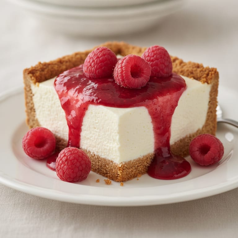 Gâteau au speculoos, fromage blanc et coulis de framboise