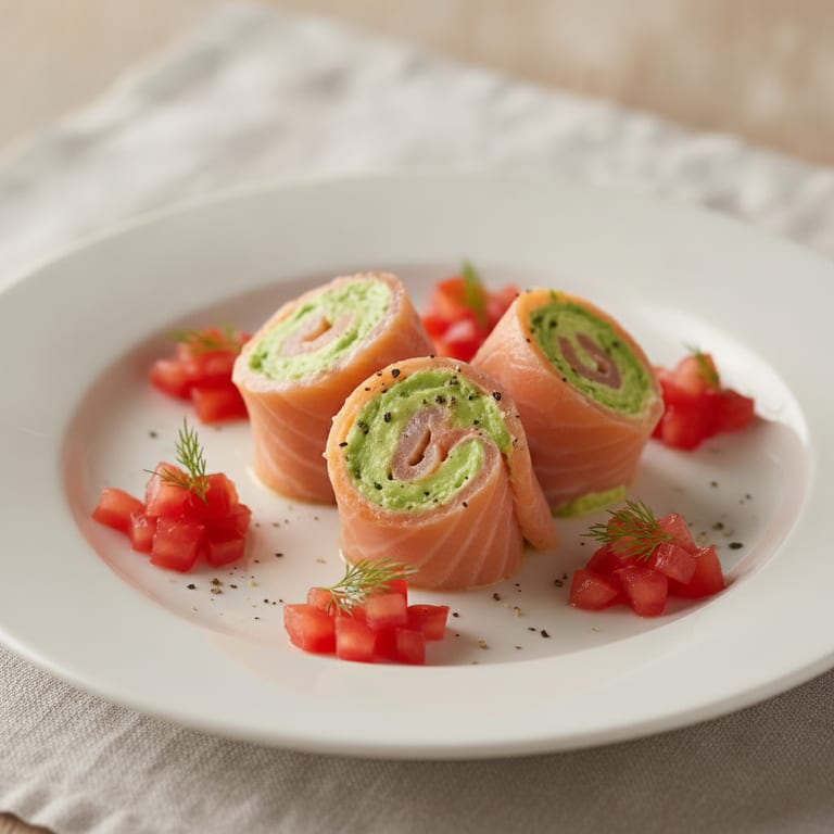 Roulade de saumon fumé à l'avocat
