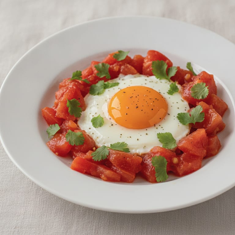 Oeufs au plat sur lit de tomates