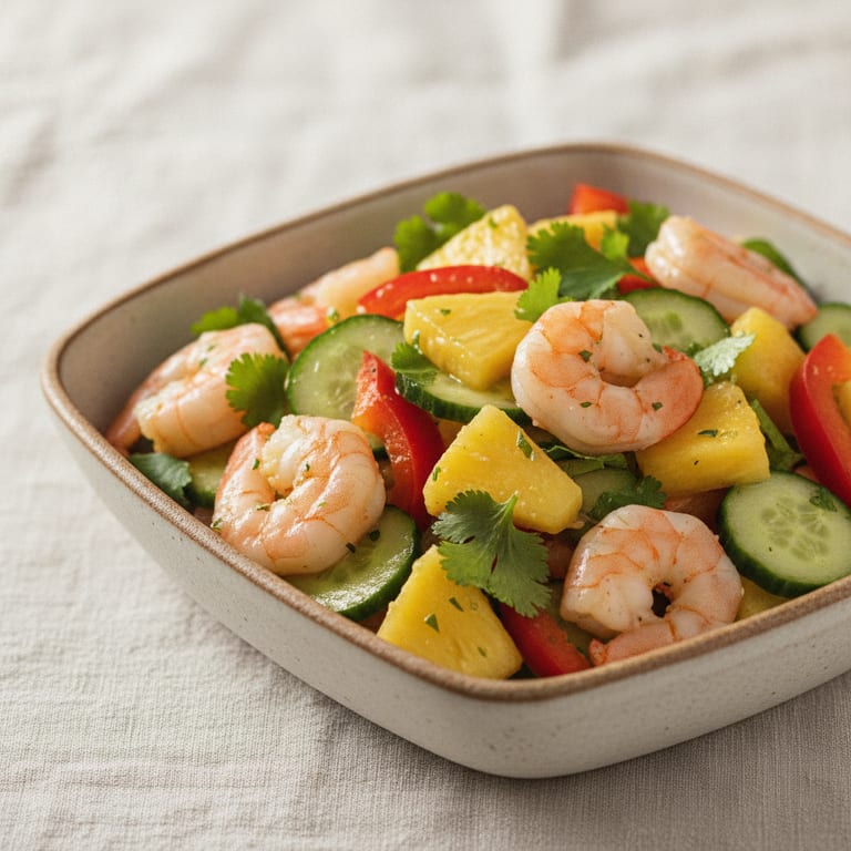 Salade tropicale de crevettes à l'ananas et à la coriandre