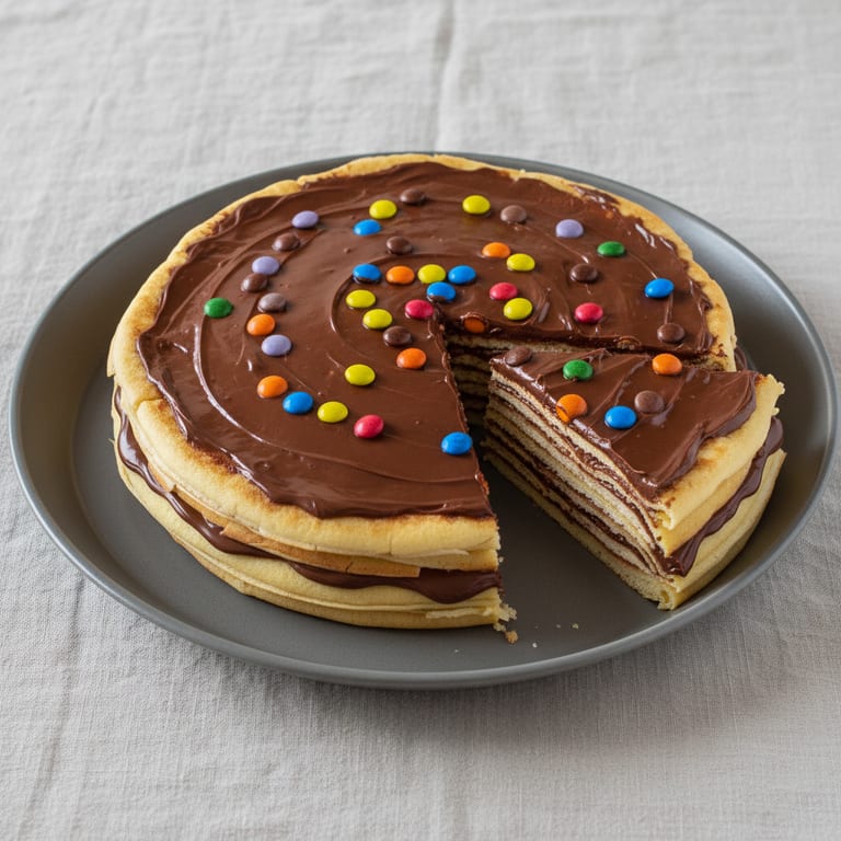 Gâteau de crêpes à la pâte à tartiner chocolat-noisette