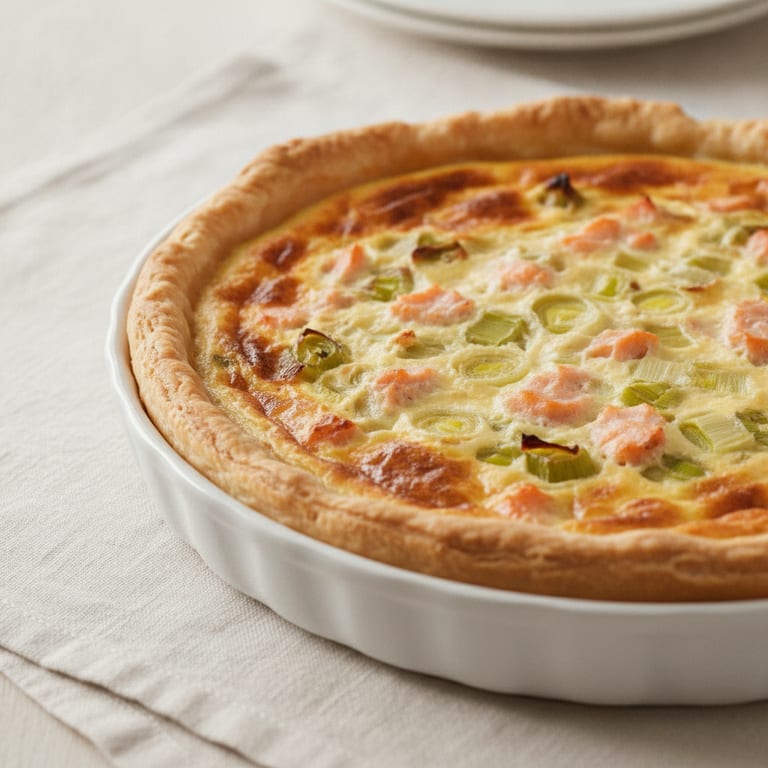 Quiche au poireau et saumon fumé
