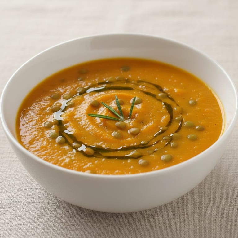 Velouté de Butternut et lentilles vertes