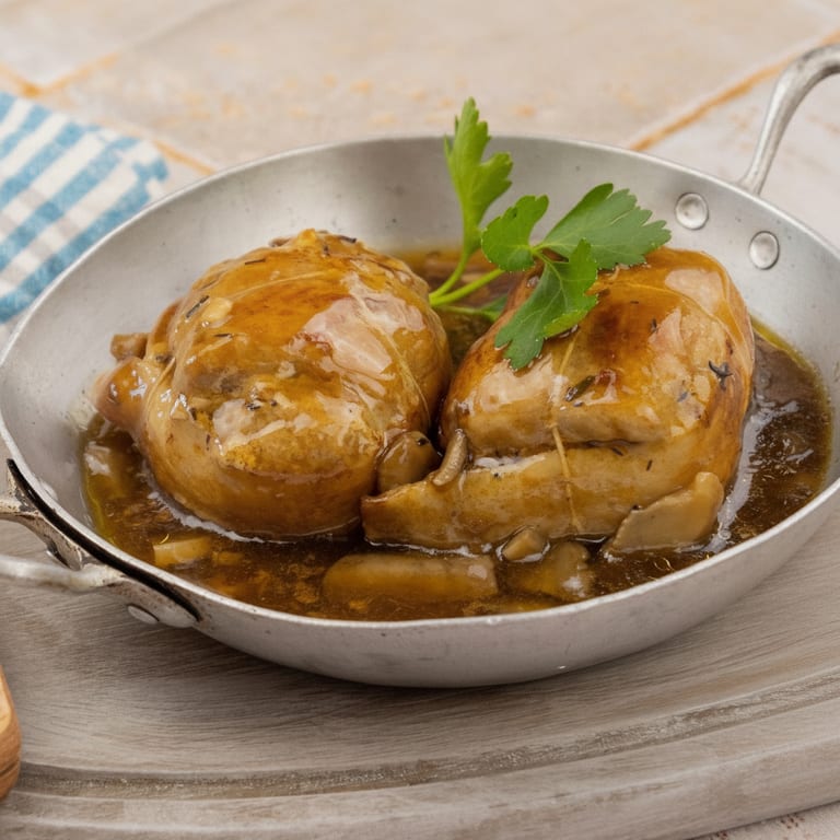 Paupiettes de porc à la crème et aux champignons