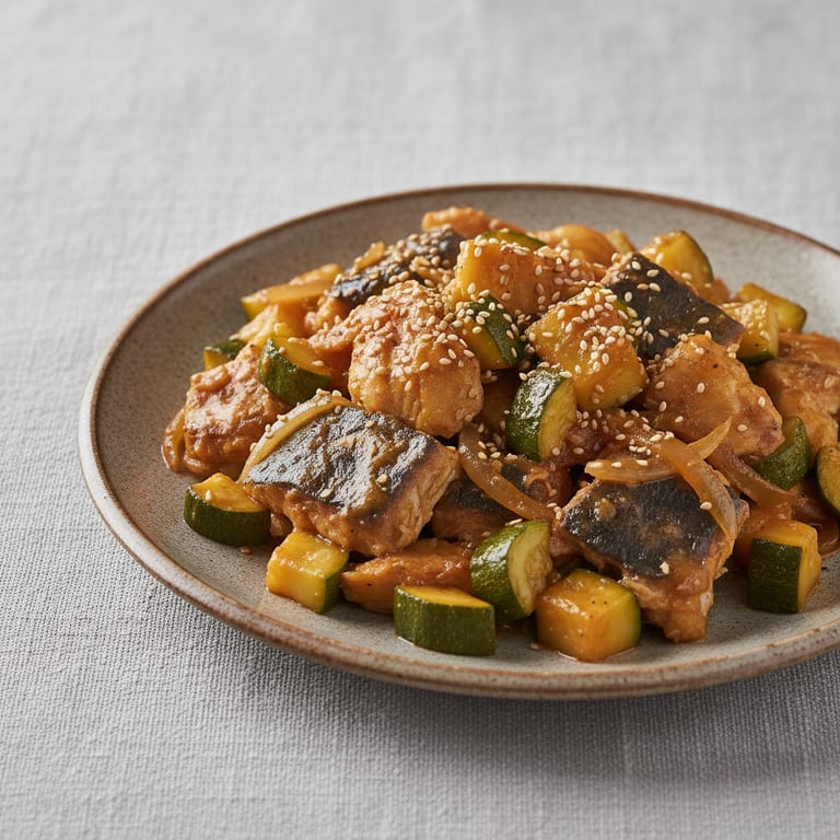 Lieu noir mariné aux courgettes