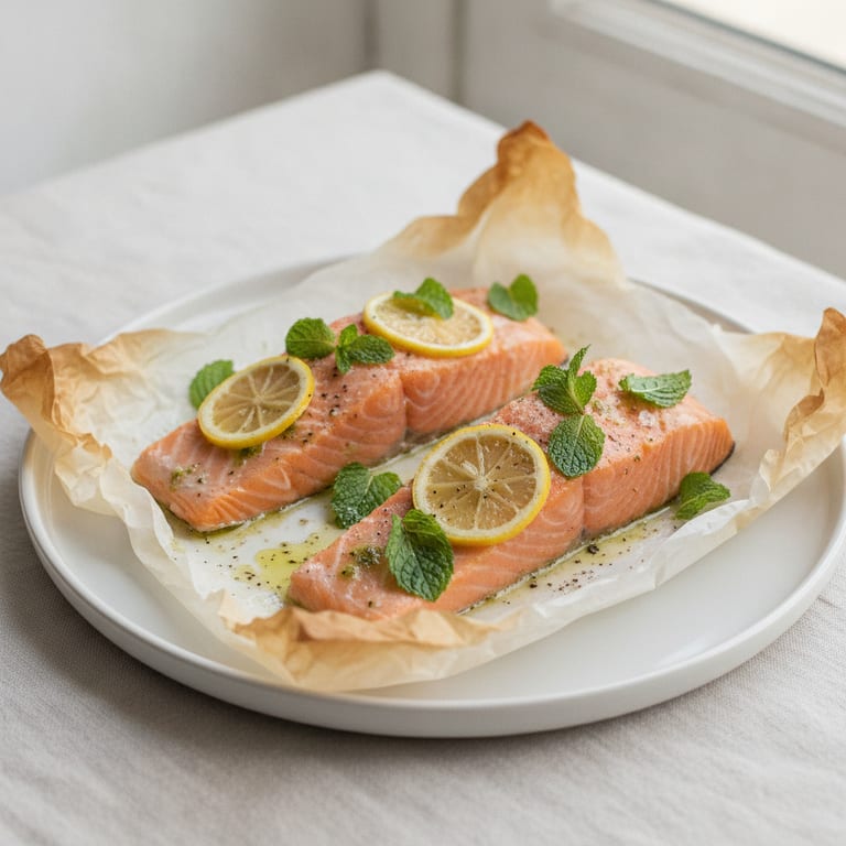 Papillotes de saumon à la menthe