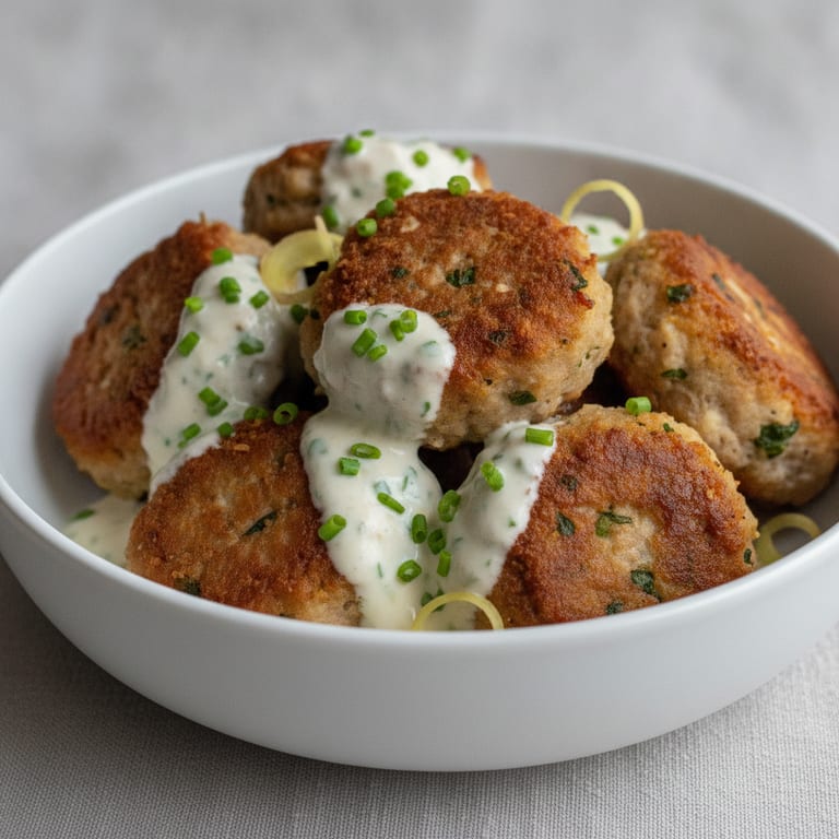 croquettes de porc au gingembre sauce yaourt et ciboulette