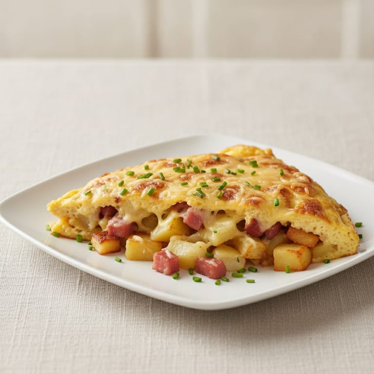 Omelette aux pommes de terre et lardons