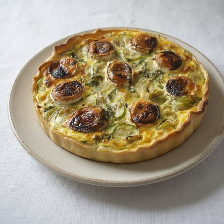 Zucchini, goat cheese and honey tart