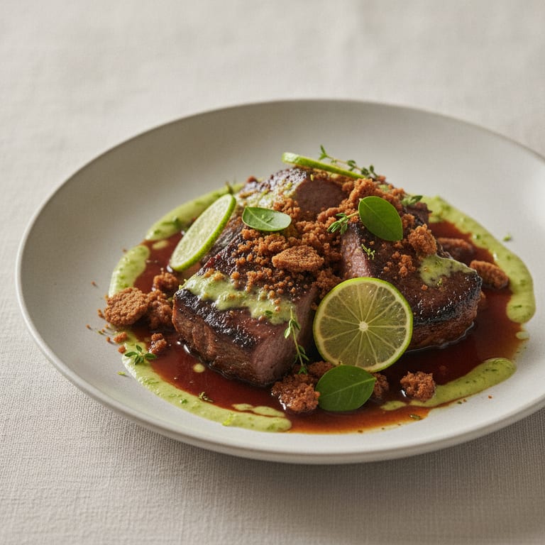 Filet de sanglier (ou autre gibier) au pain d'épices, sauce citron vert