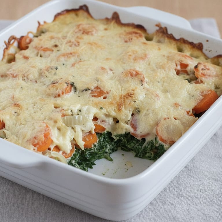 Gratin d'épinards et carottes aux oignons
