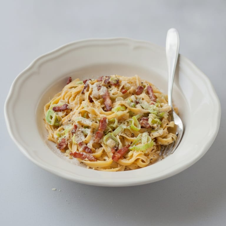 Tagliatelles à la crème de poireaux