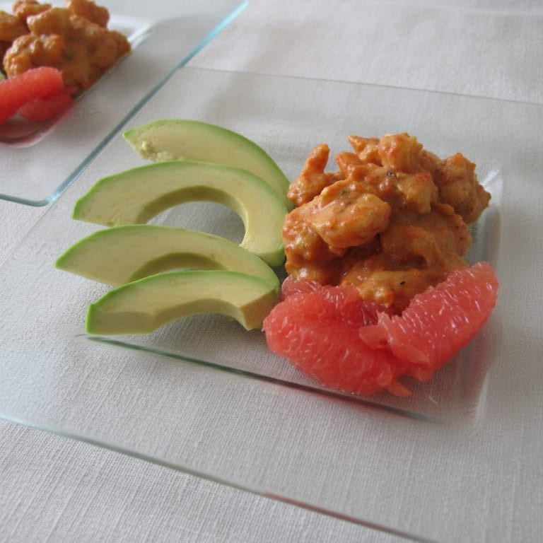 Crevettes pamplemousse et lait de coco