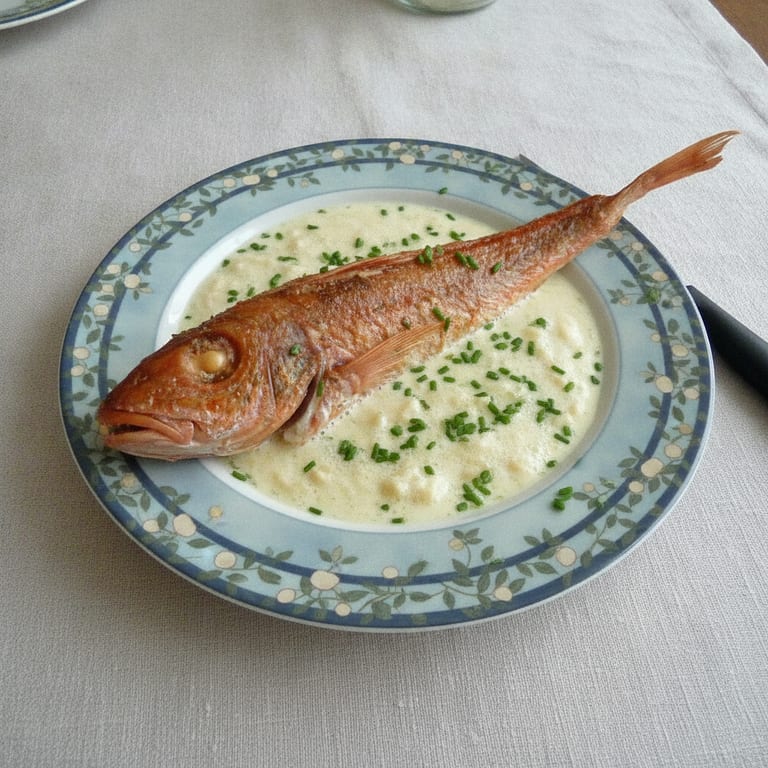 Grondins rôtis et sa sauce crémeuse au vin blanc et au pastis