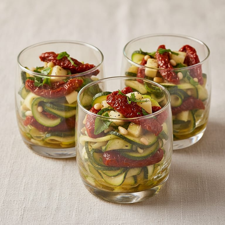 Verrines de courgettes aux tomates séchées