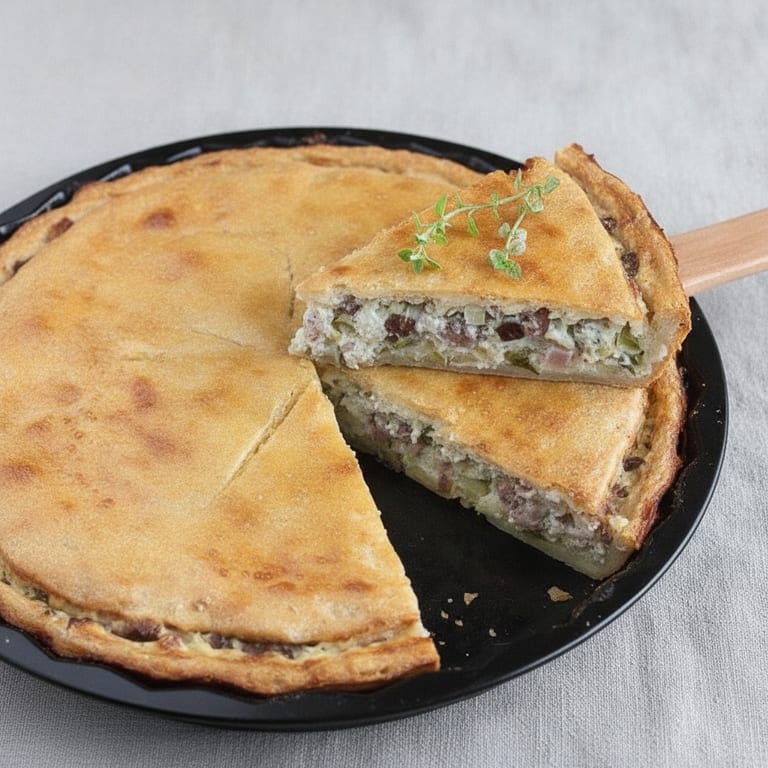 Tourte aux poireaux, lardons et reblochon