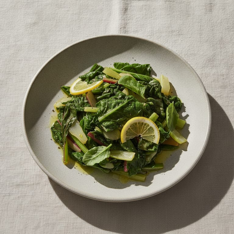 Lemon and Olive Oil Marinated Swiss Chard