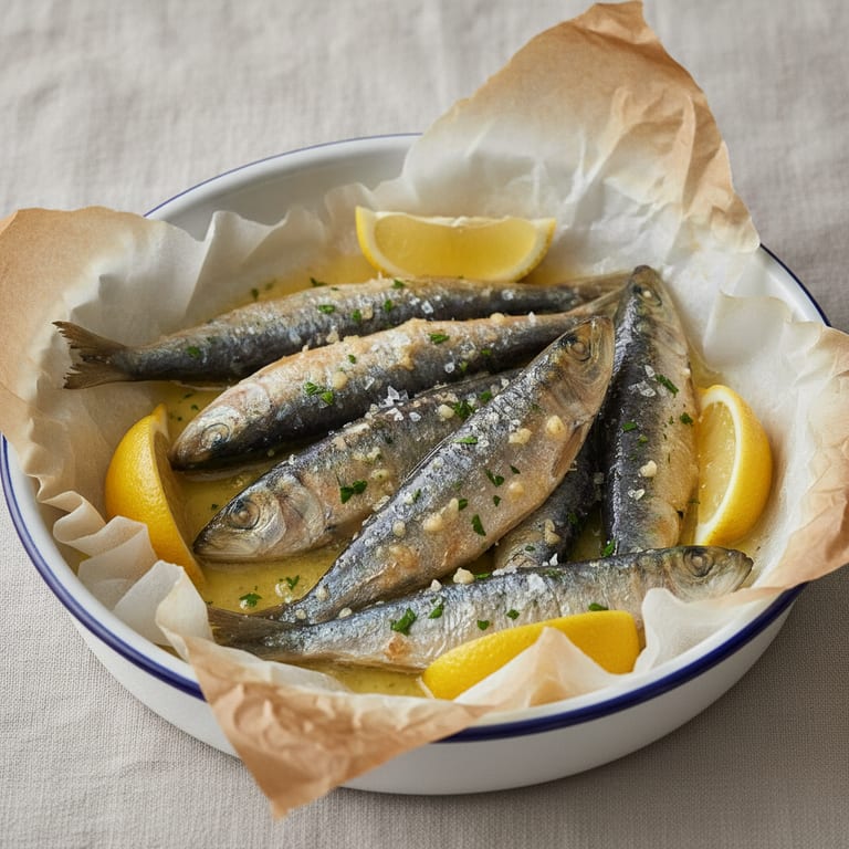 Papillotes de sardines au beurre aillé