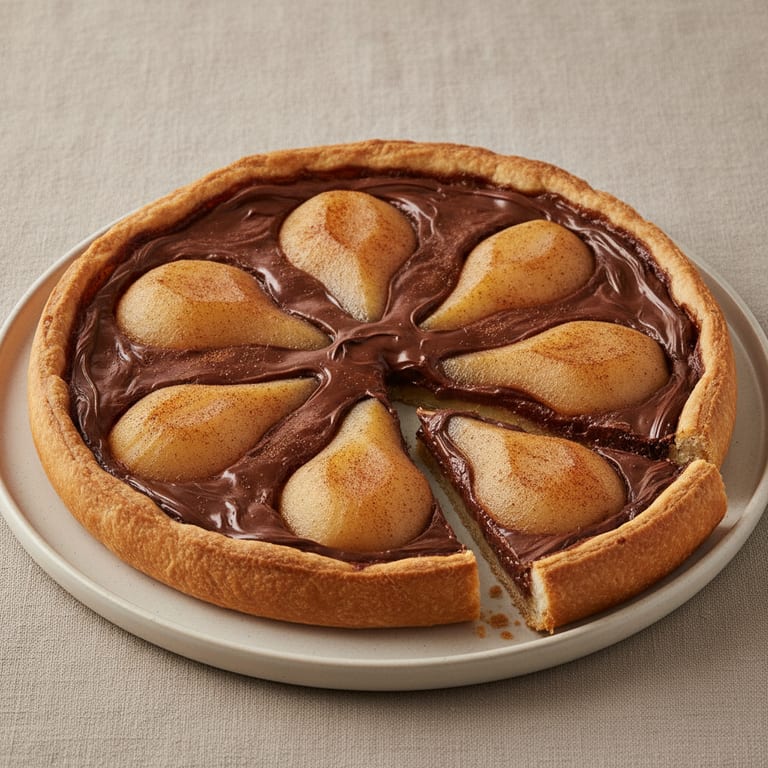 Tarte poire et pâte à tartiner chocolat-noisette
