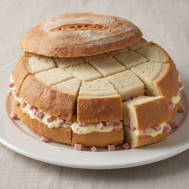 Pain surprise au fromage frais et jambon