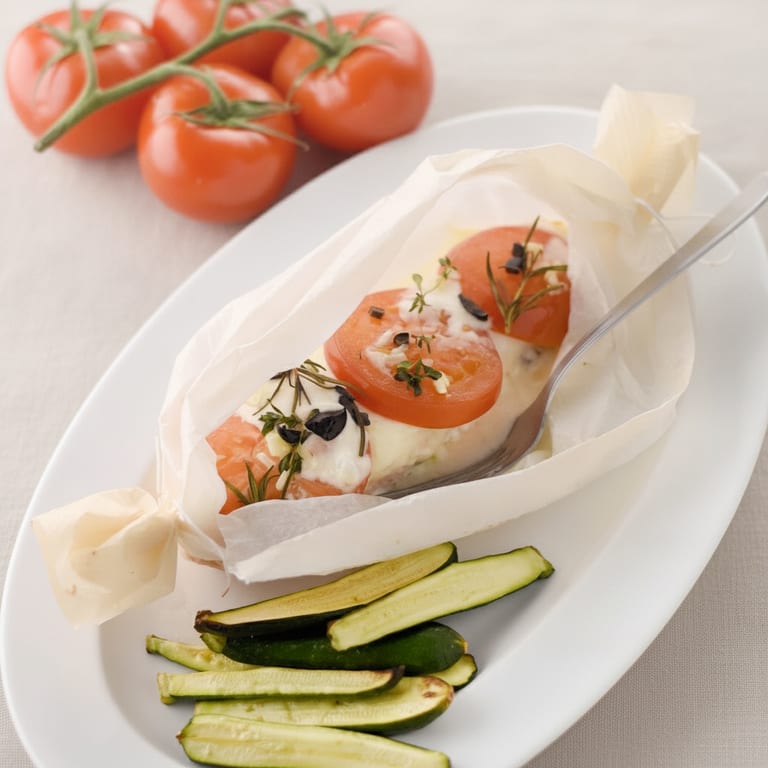 Papillote de saumon à la mozzarella