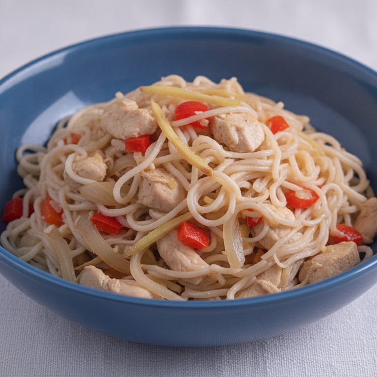 Nouilles chinoises au poulet et au gingembre