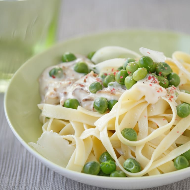 Tagliatelles au mascarpone et petits pois