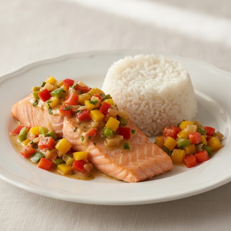Saumon aux trois poivrons