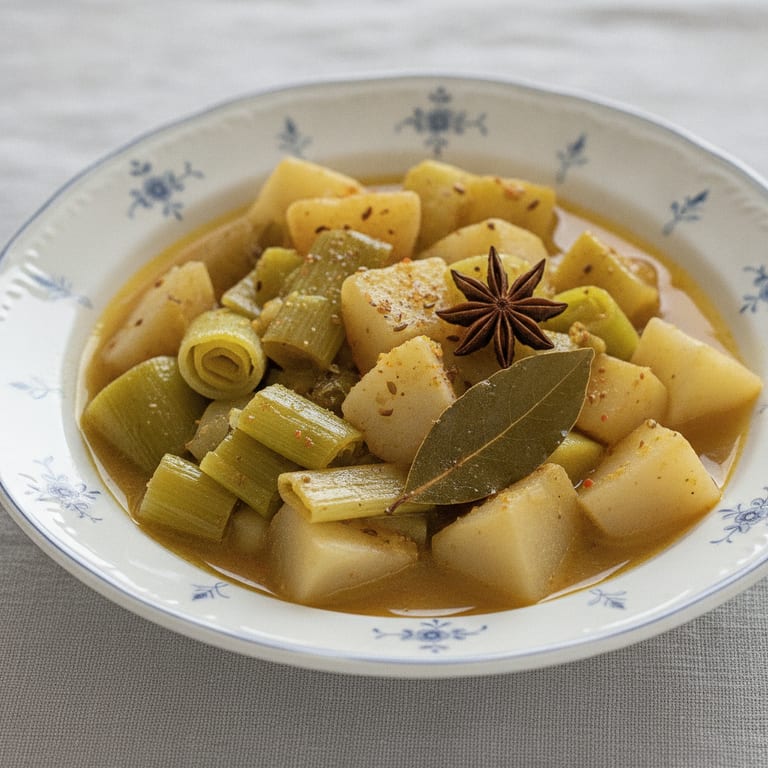 Poireaux et navets à l'orientale