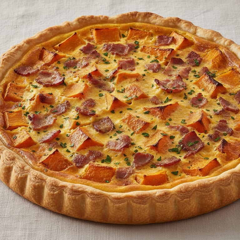 Tarte au potiron et aux lardons