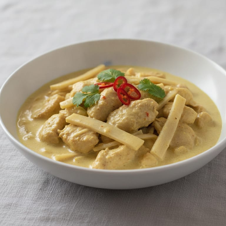 Chicken with bamboo shoots and coconut milk
