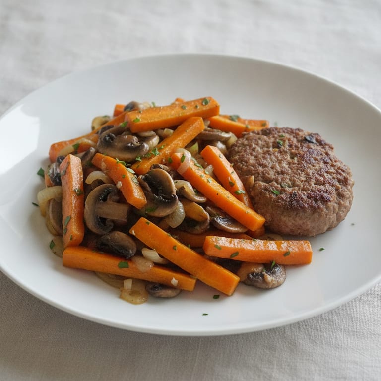 Sautéed mushrooms, carrots, and onions