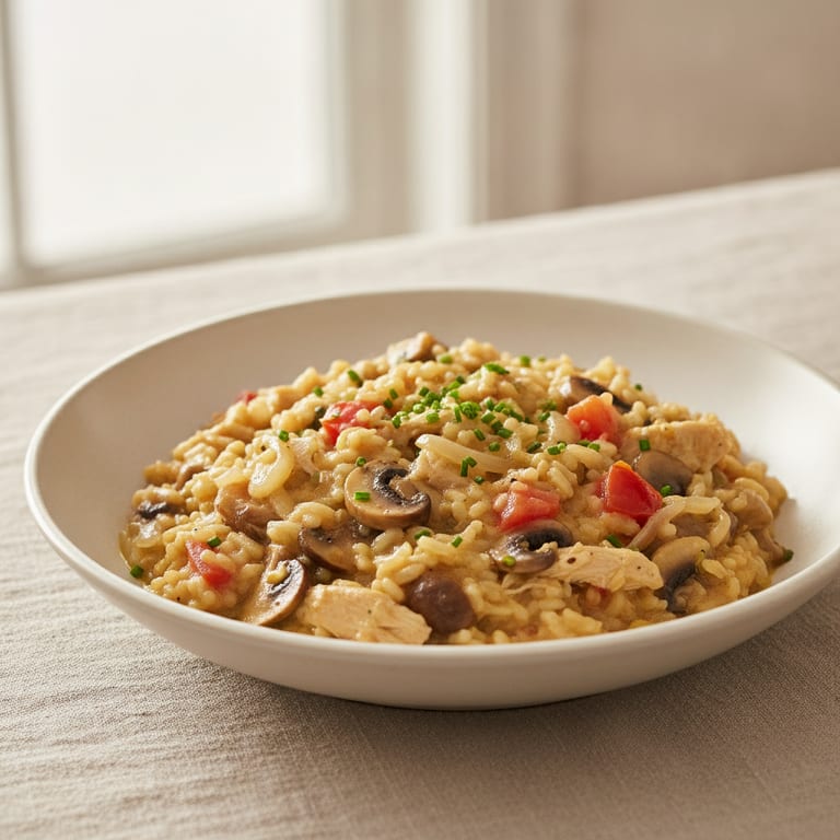 Risotto de volaille aux champignons