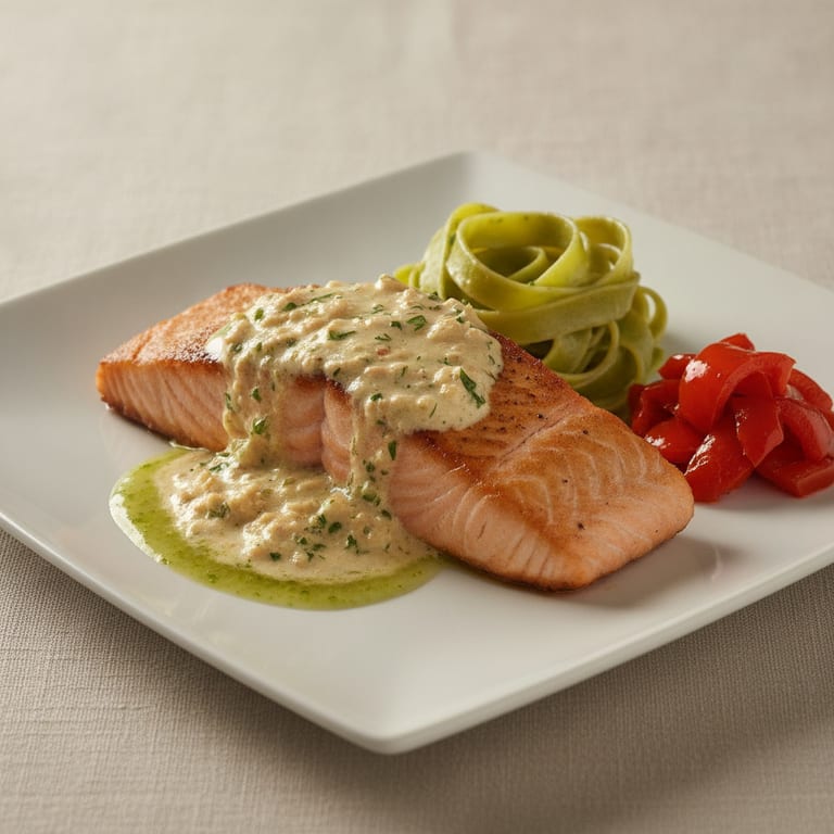 Saumon au beurre de saumon fumé et sa sauce au citron vert
