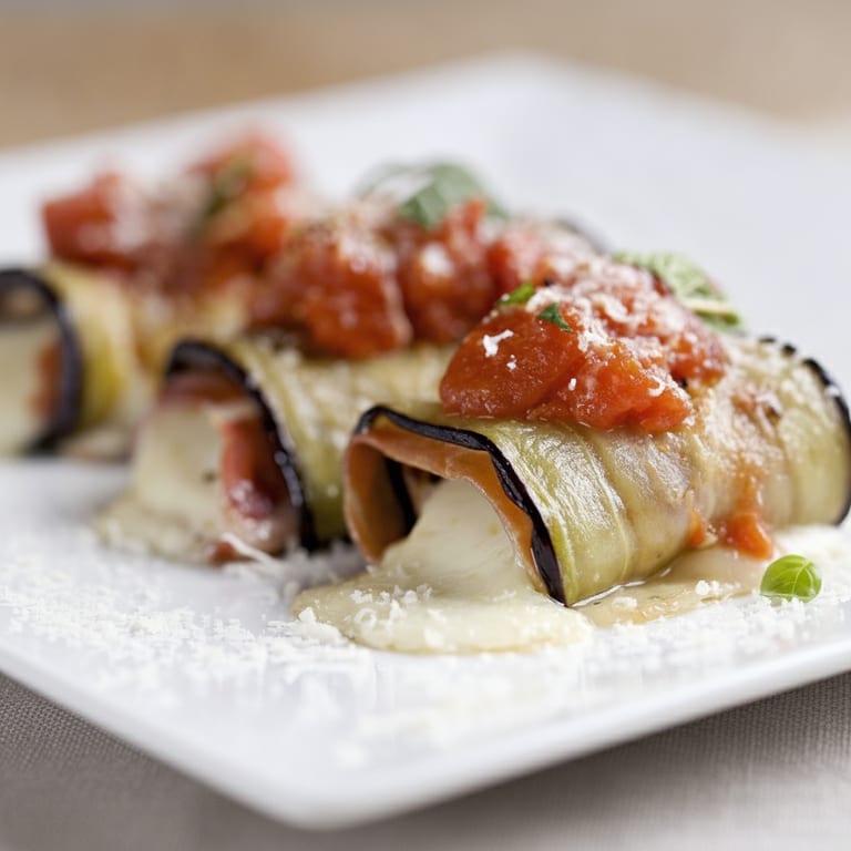 Aubergines roulées à la mozzarella