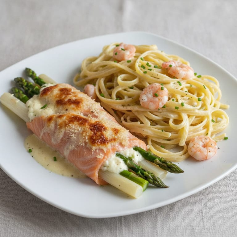 Roulades de saumon aux asperges et au chèvre