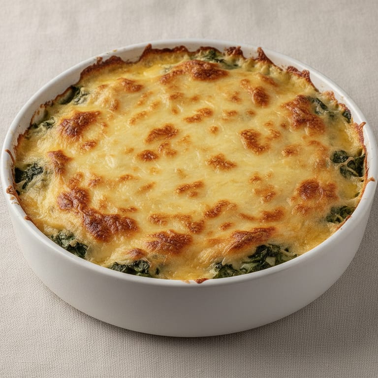 Ravioles and spinach gratin